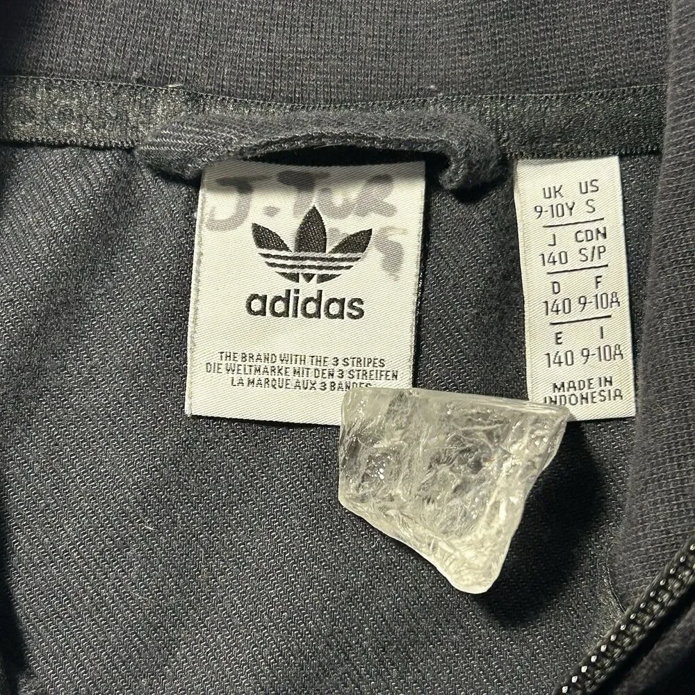Adidas Originals Boys S Track Jacket Black Grey White CF8528 Full Zip Trefoil